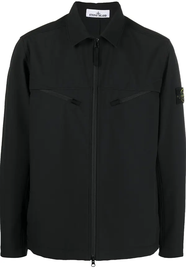 Stone Island skjortjacka med kompassmärke - Svart