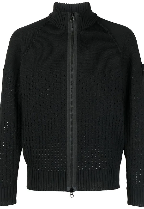 Stone Island stickad kofta med dragkedja - Svart