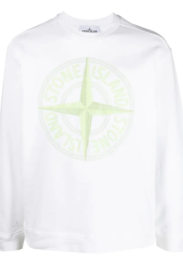 Stone Island sweashirt med kompass - Vit