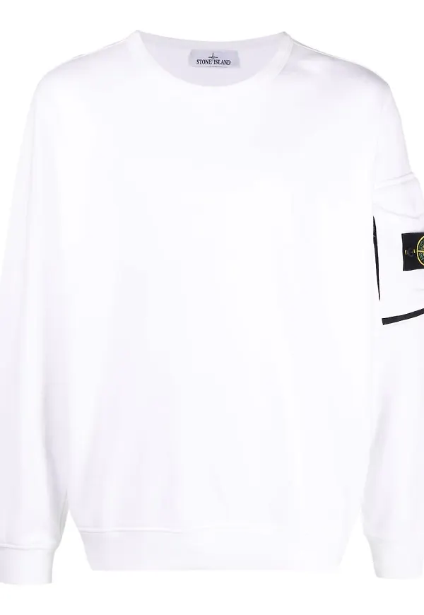 Stone Island sweatshirt med kompassmärke - Vit