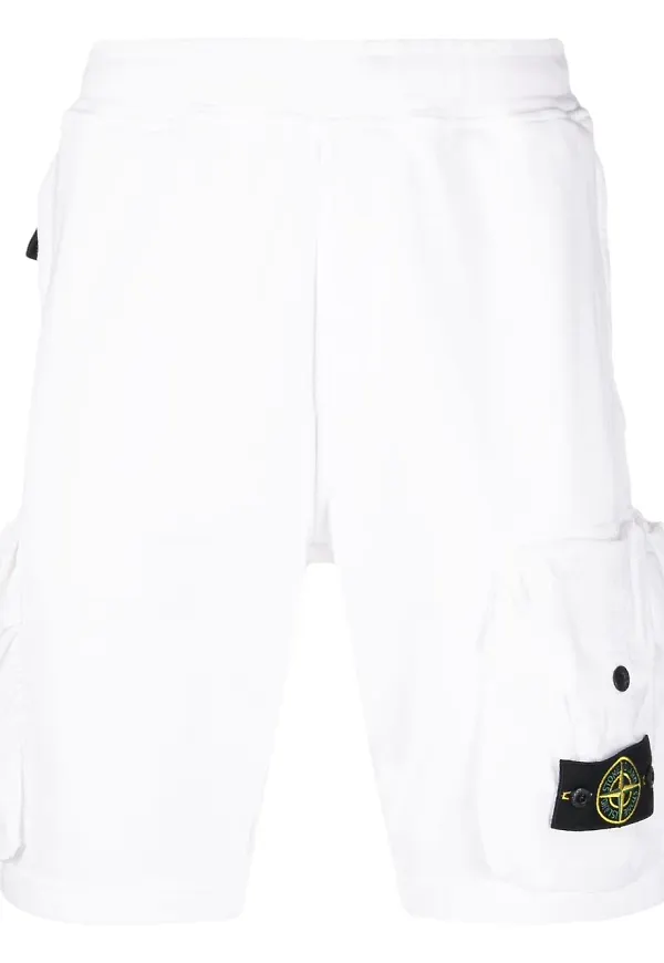 Stone Island träningsshorts med kompassmärke - Vit