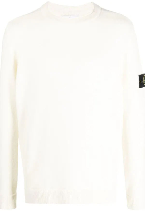 Stone Island tröja med kompassmärke - Vit