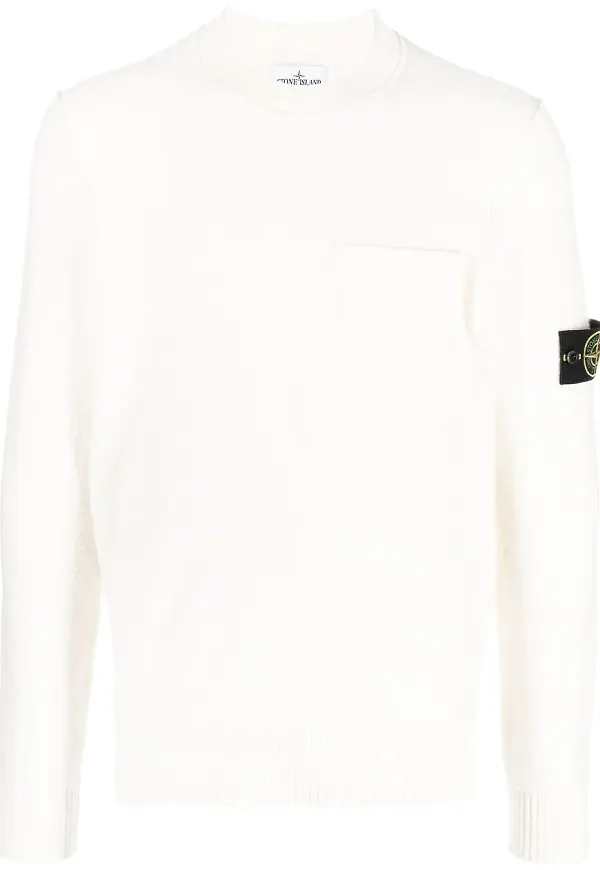 Stone Island tröja med kompassmärke - Vit