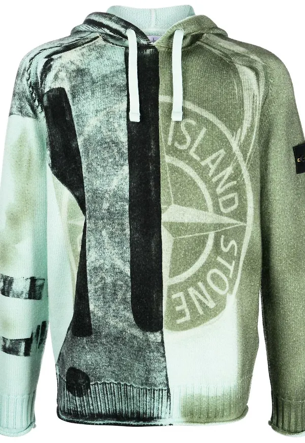 Stone Island tvåfärgad hoodie - Grön