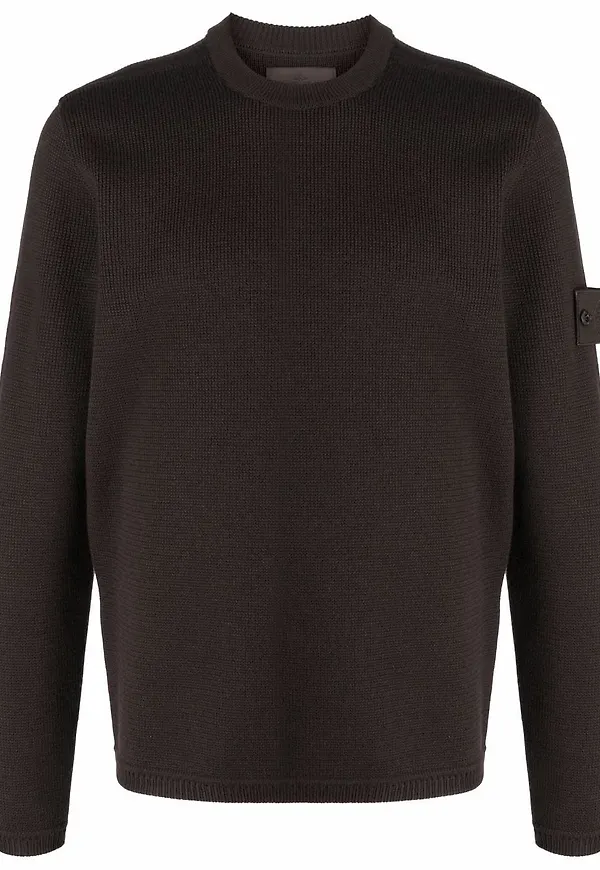 Stone Island ulltröja med kompassmärke - Brun