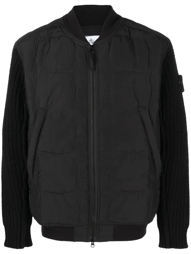 Stone Island vadderad jacka med dragkedja - Svart
