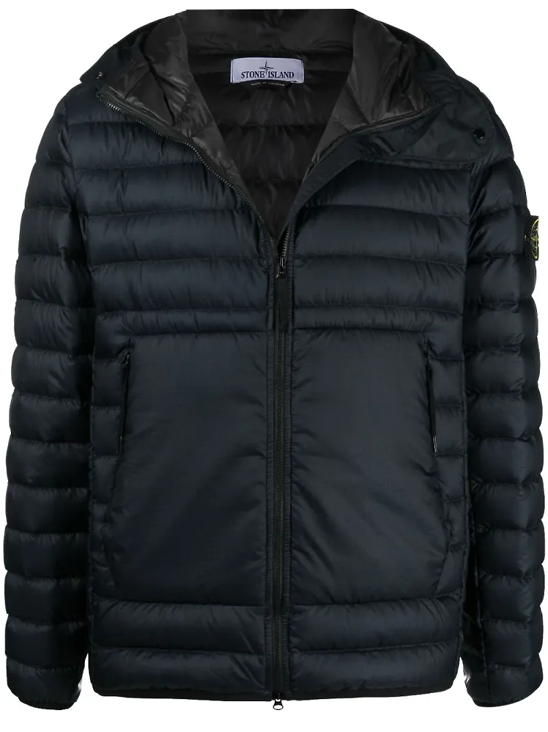 Stone Island vadderad jacka med kompasslogotyp - Blå