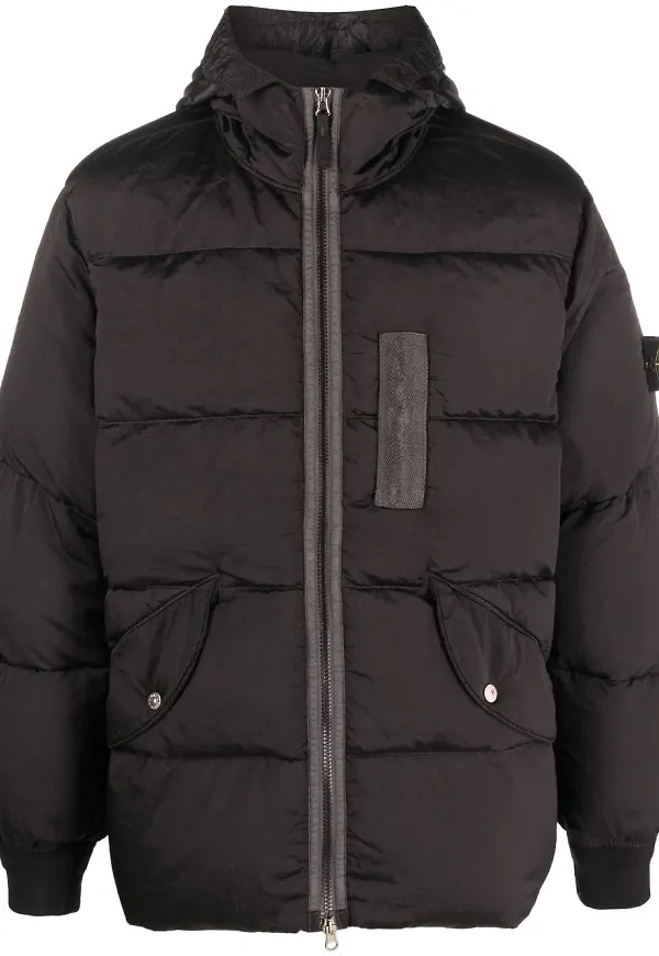 Stone Island vadderad jacka med logotyp - Svart
