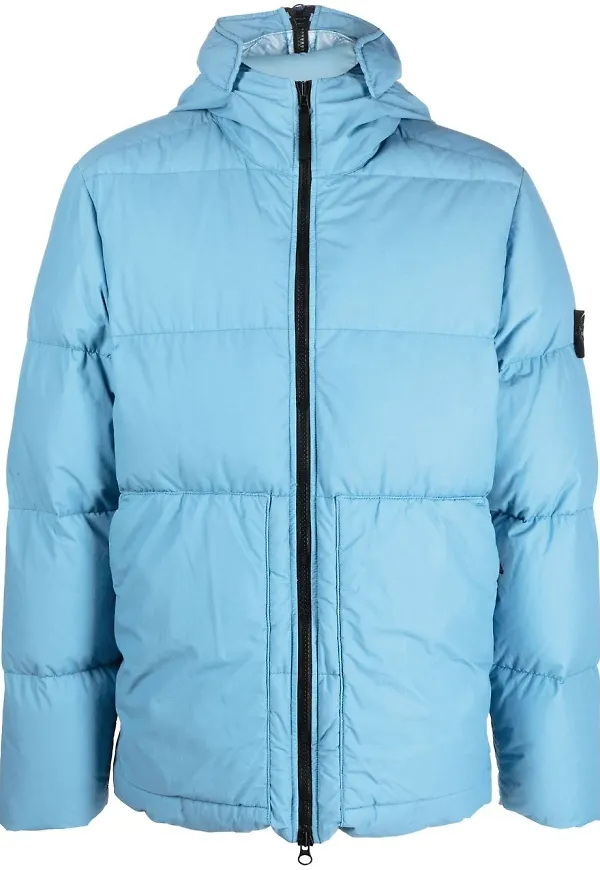 Stone Island vadderad jacka med logotypmärke - Blå