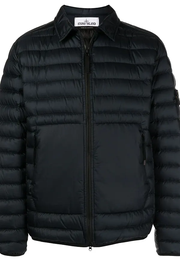 Stone Island vadderad jacka med logotypmärke - Blå