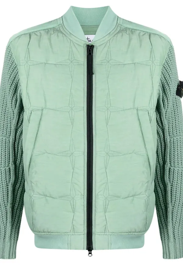 Stone Island vadderad jacka med logotypmärke - Grön