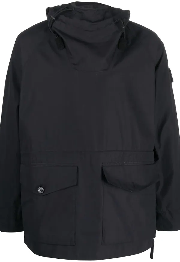 Stone Island vadderad jacka med märke - Svart