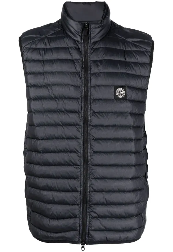 Stone Island vadderad väst med logotyp - Blå