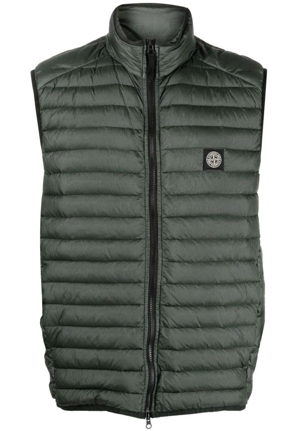Stone Island vadderad väst med logotyp - Grön