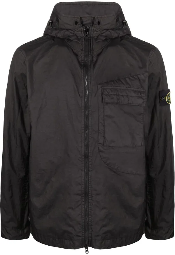 Stone Island vindjacka med kompassmärke - Svart