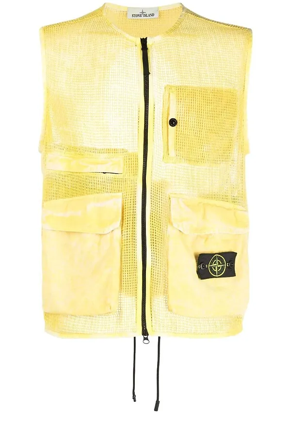 Stone Island väst med meshpanel - Gul