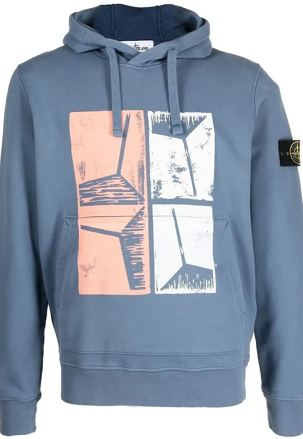 Stone Island Xilografia Four hoodie - Blå