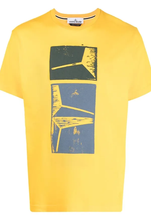 Stone Island Xilografia t-shirt med tryck - Gul