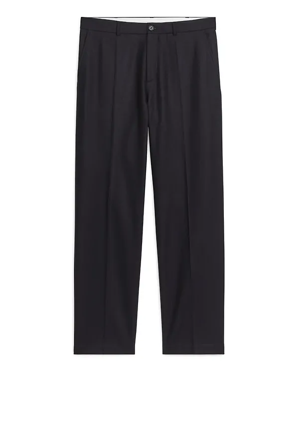 Straight-Fit Wool Trousers - Blue
