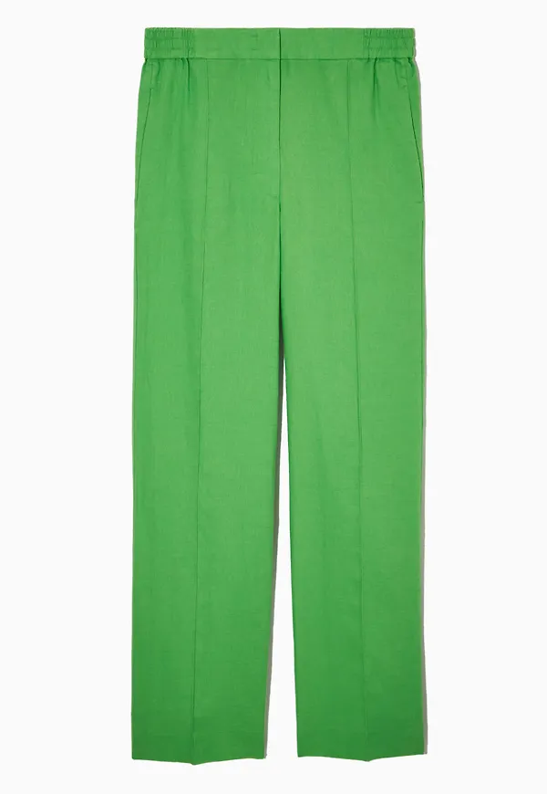 STRAIGHT-LEG LINEN TROUSERS