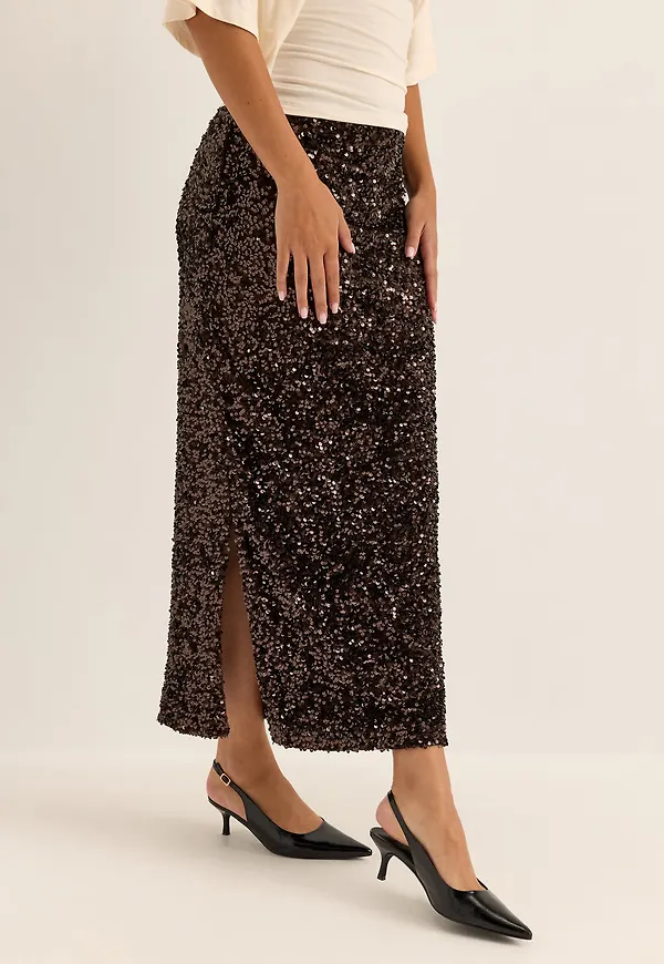 Straight Ankle Sequin Skirt