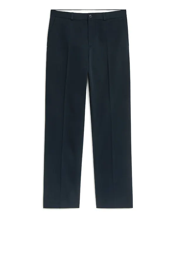 Straight Cotton Twill Trousers - Blue