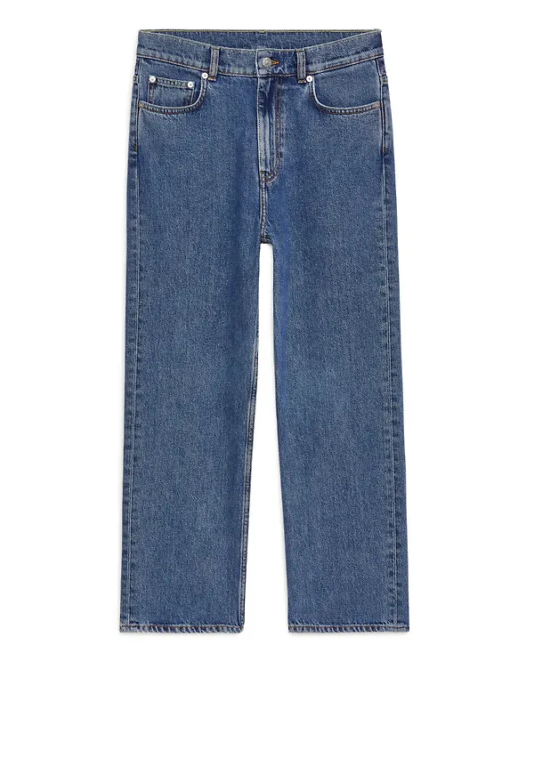STRAIGHT CROPPED Non-Stretch Jeans - Blue