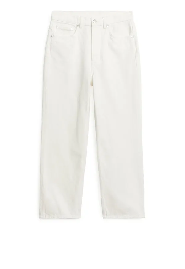 STRAIGHT CROPPED Non-Stretch Jeans - White