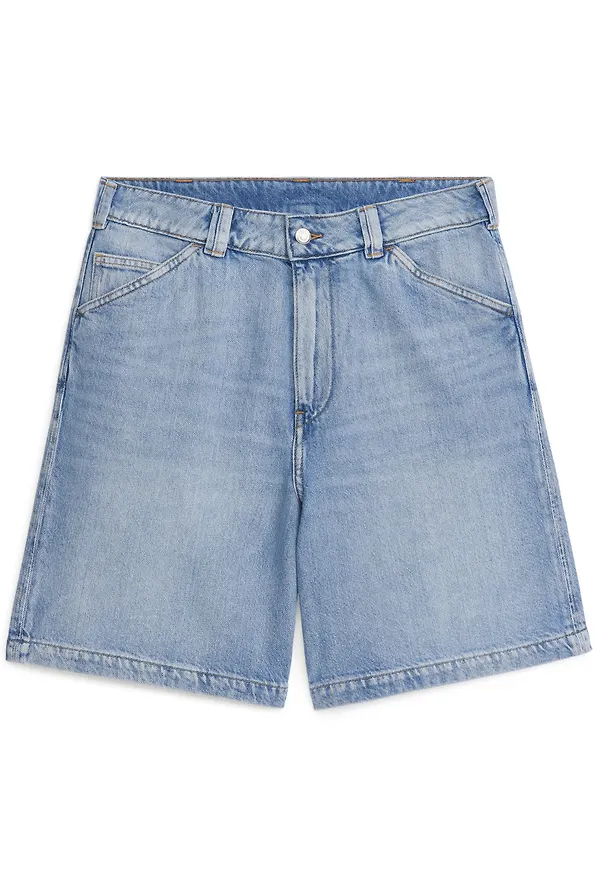 Straight Denim Shorts - Blue