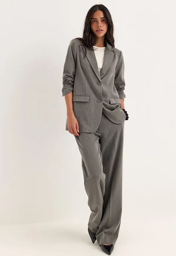 Straight High Waist Suit Trousers