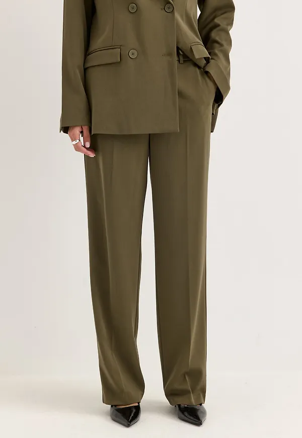 Straight High Waist Suit Trousers
