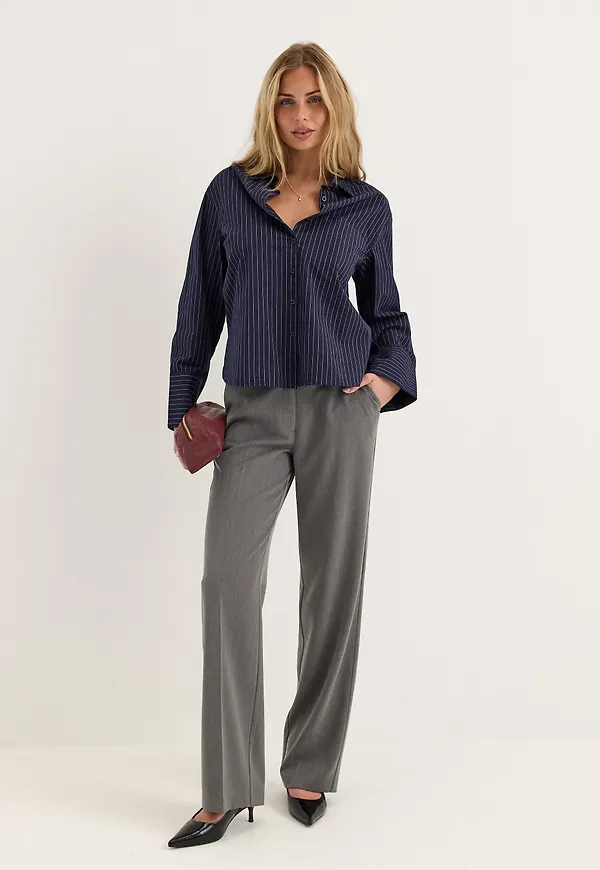 Straight High Waist Suit Trousers