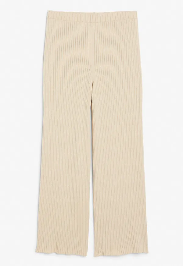 Straight leg knit trousers - Beige