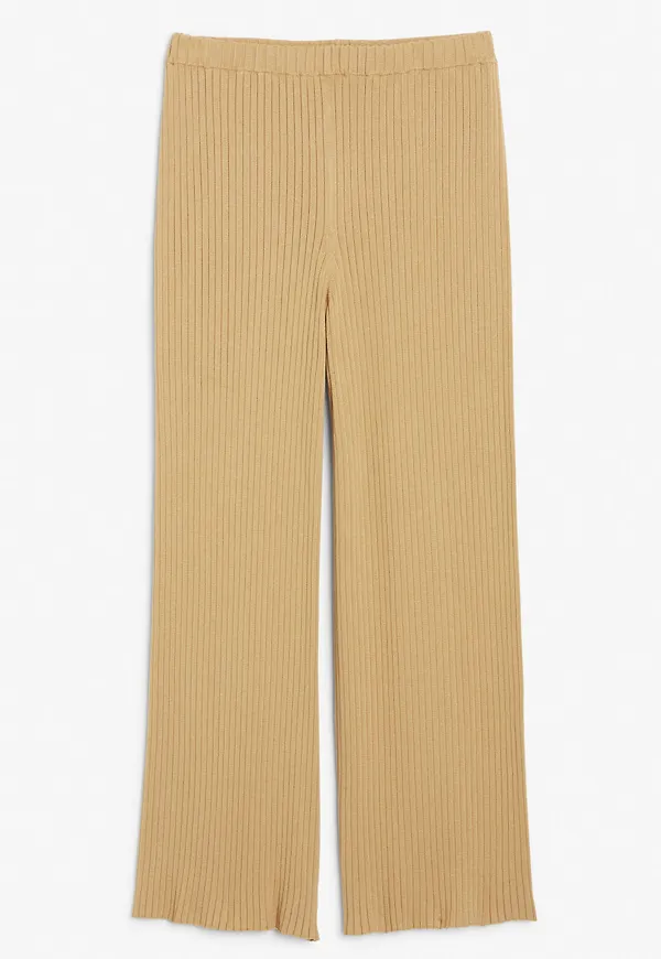 Straight leg knit trousers - Beige