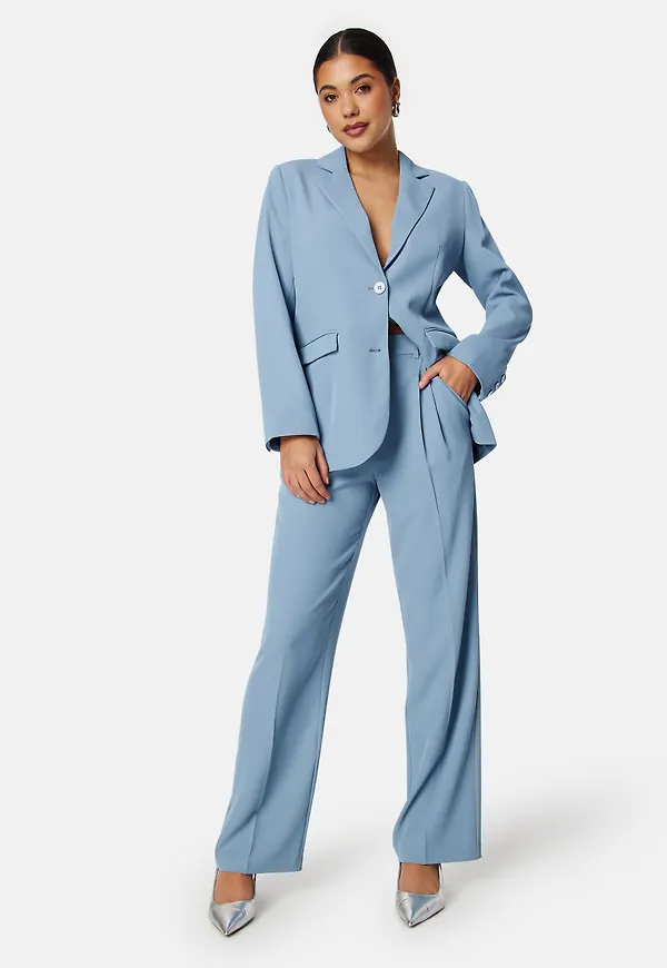 Straight Leg Pleated Suit Pants