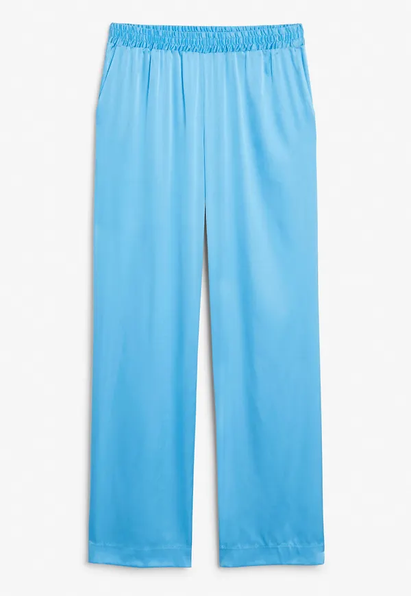 Straight leg satin trousers - Turquoise