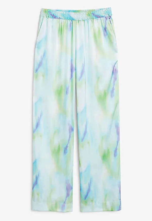 Straight leg satin trousers - Turquoise