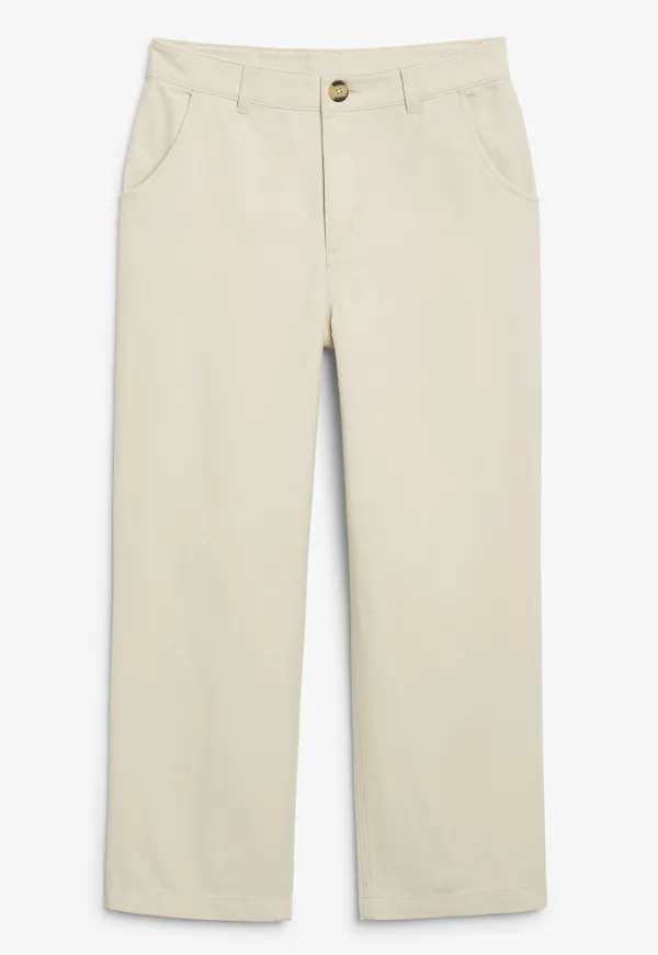 Straight leg twill trousers - Beige