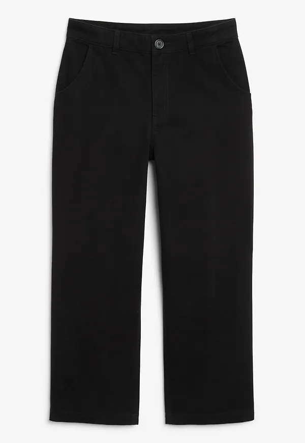 Straight leg twill trousers - Black