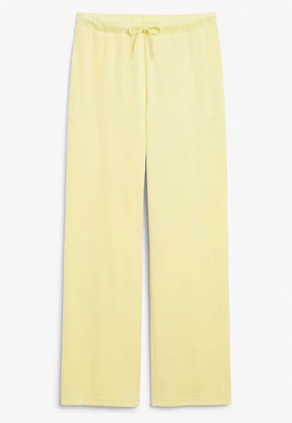 Straight leg velour trousers - Yellow