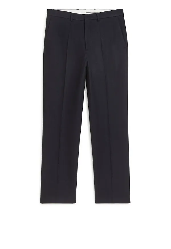 Straight Melton Wool Trousers - Blue