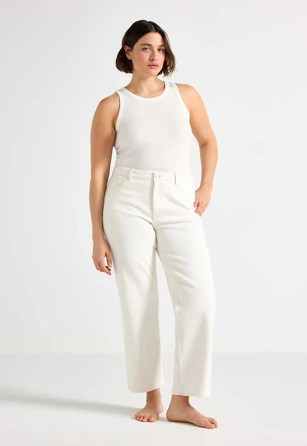 STRAIGHT Nea cropped jeans med lätt stretch