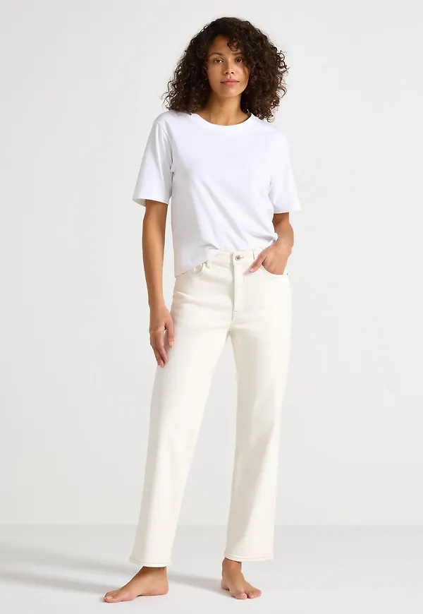 STRAIGHT Nea cropped jeans med lätt stretch