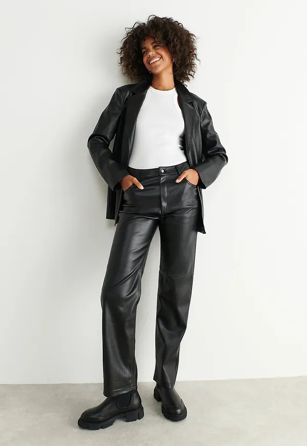 Straight PU trousers
