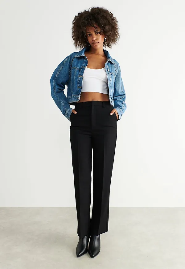 Straight twill trousers