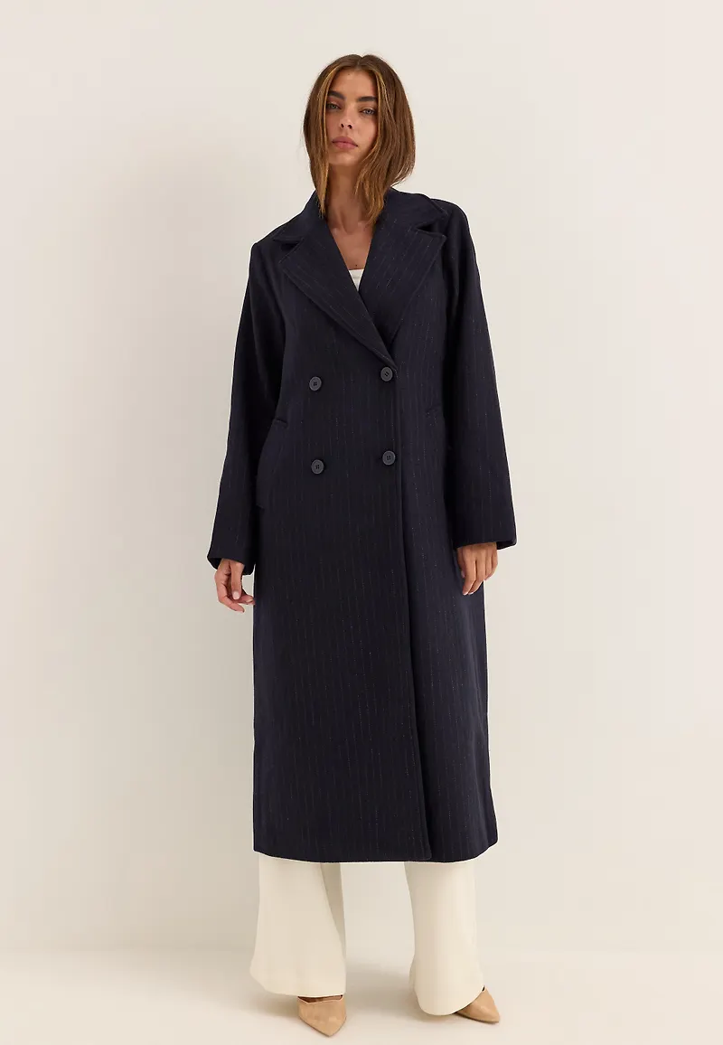 Straight Wool Blend Coat