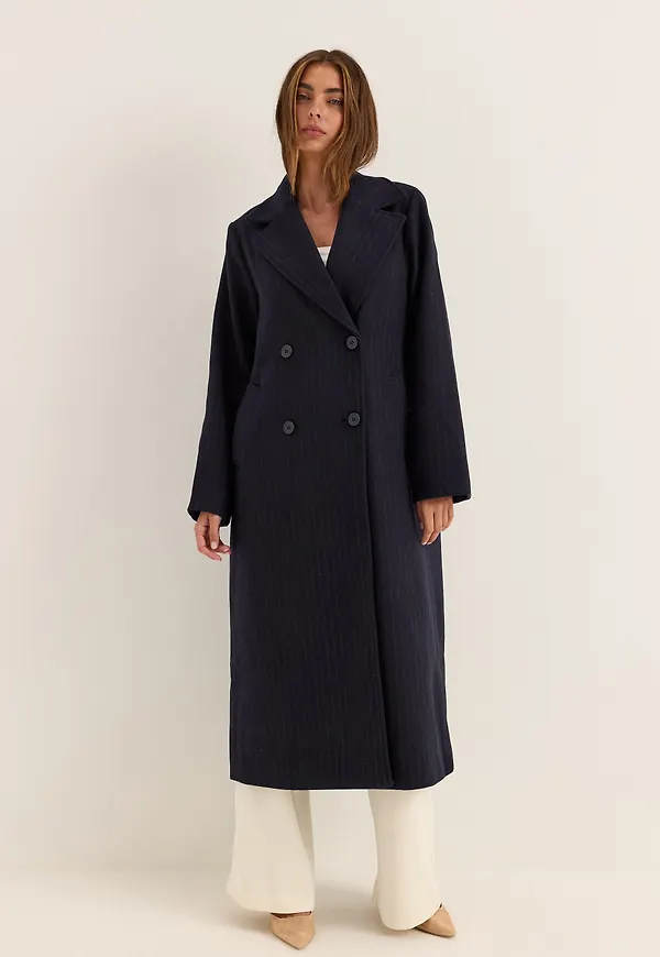 Straight Wool Blend Coat