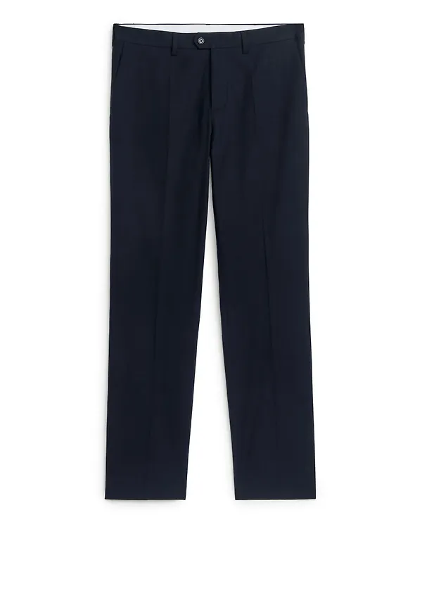 Straight Wool Suit Trousers - Blue