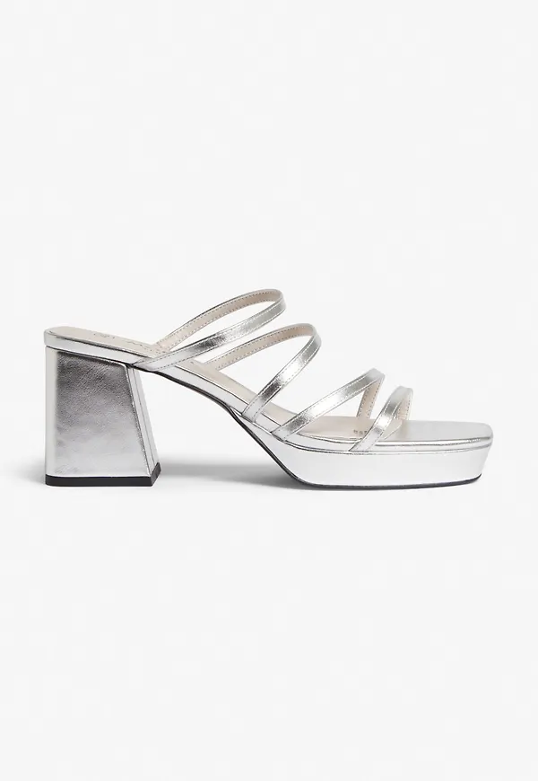 Strappy block heel sandals - Silver