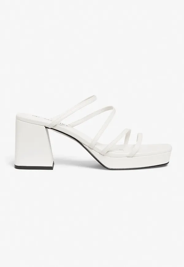 Strappy block heel sandals - White